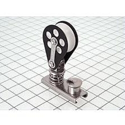 Schaefer Spring Loaded Jib Lead Block with 3/4" Track Slide 1000 LBS  Track Size 3/4" x 1/8" (19 mm x 3 mm), Boat Size Up To LOA, Displ., Sail Area: 20', 2000 lbs., 225 sq. ft. (6 m, 910 kg, 21 m2), Sheave Dia. 1-7/16" (40 mm), Max Line 7/16" (11 mm), L 2